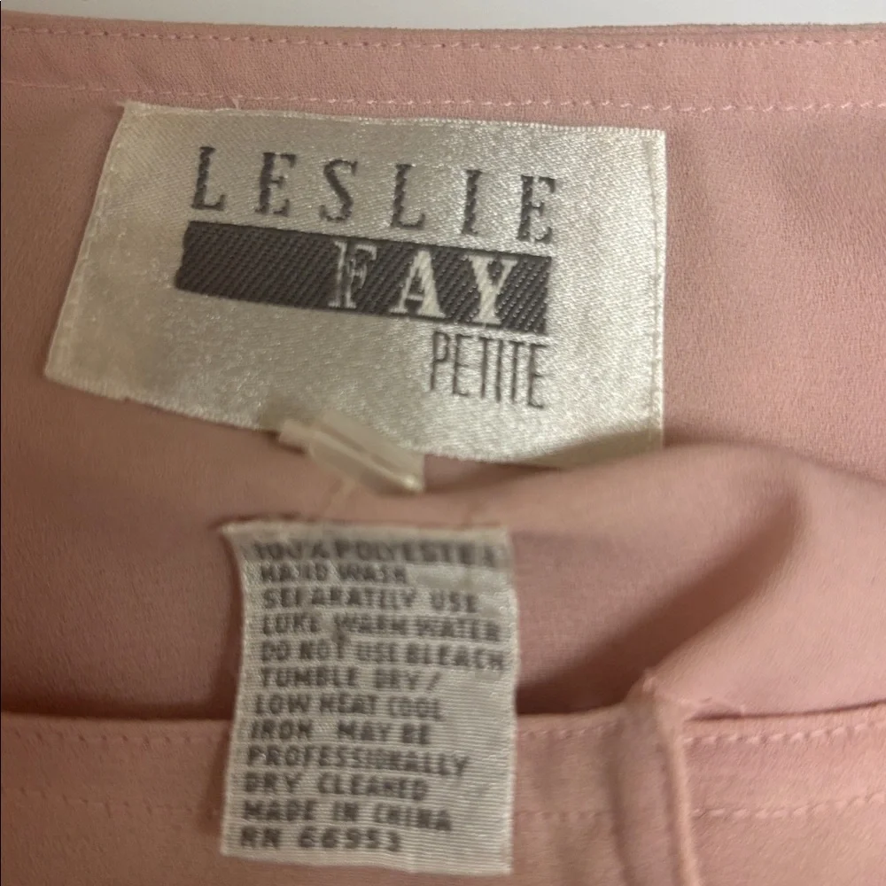 Leslie Fay Petite Pink Blush Long Sleeve Dress Size 10 - Picture 4 of 7